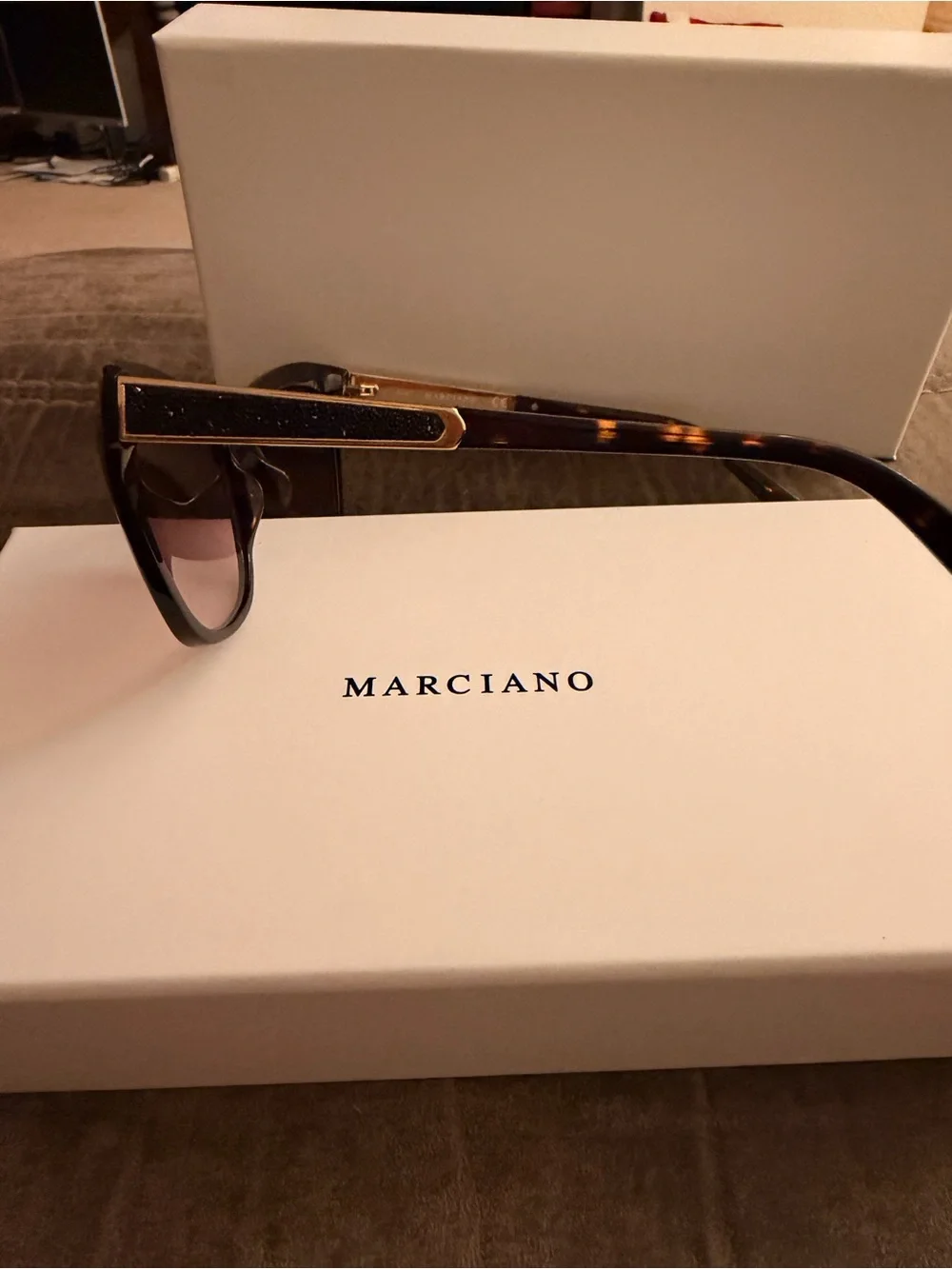 Marciano Tortoise Frame Sunglasses with Gradient Rose Lenses